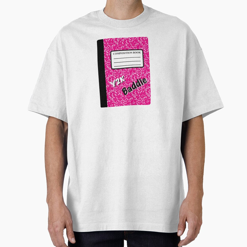 Y2K Baddie White and Pink Composition Book Sticker Year 2000 Baddie Sticker by OneCatShop
