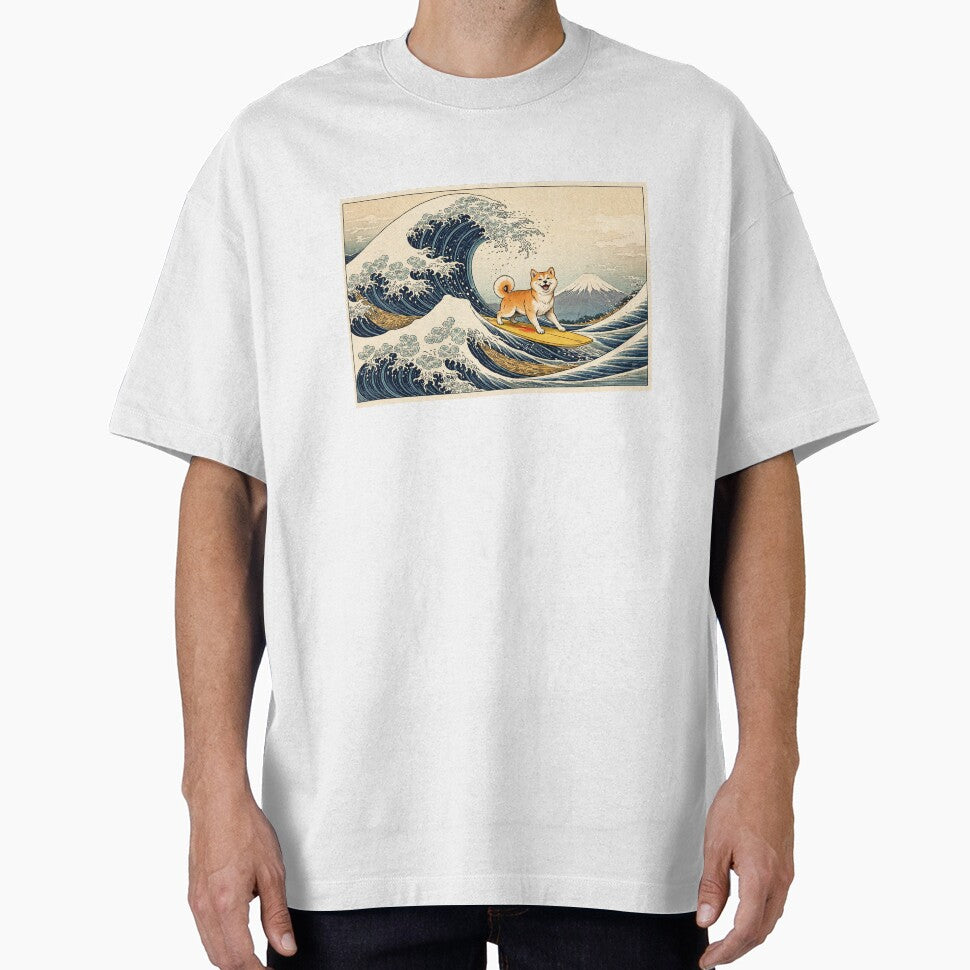 The Great Wave Dog Shiba Wave Rider Surf by SOUFIANE1991