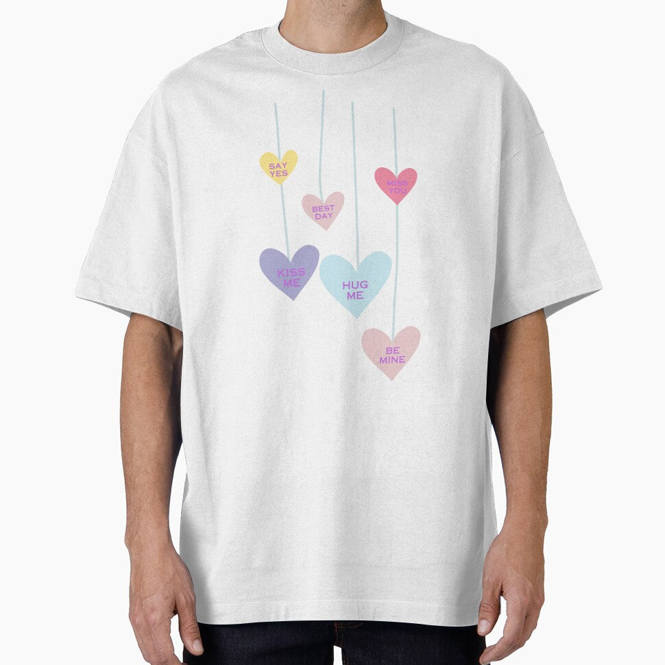 Women's Valentine Sweatshirt, Long Sleeve Conversation Heart Shirt, Gift for Her, Heart Sweatshirts by YassineBDM