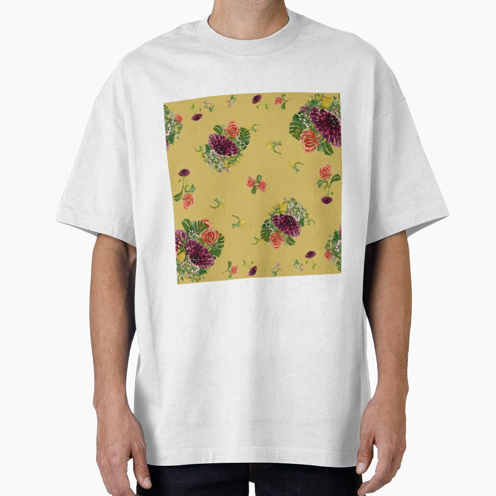 Dahlia palm flower pattern a watercolor yellow by Yana Mustafina | Boho Soulful Designs