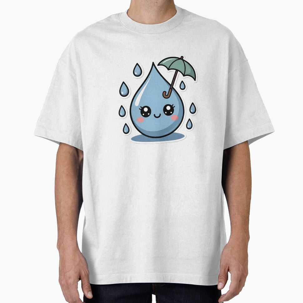Cute Kawaii Raindrops Pattern – Rainy Day Aesthetic Sticker by DesignEG