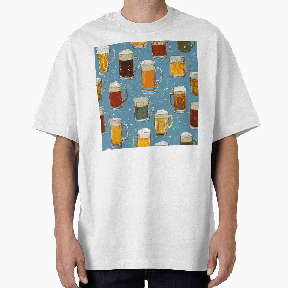 Hand-Drawn Beer Mugs Pattern Craft Beer Drinker by NicolasGlowArt