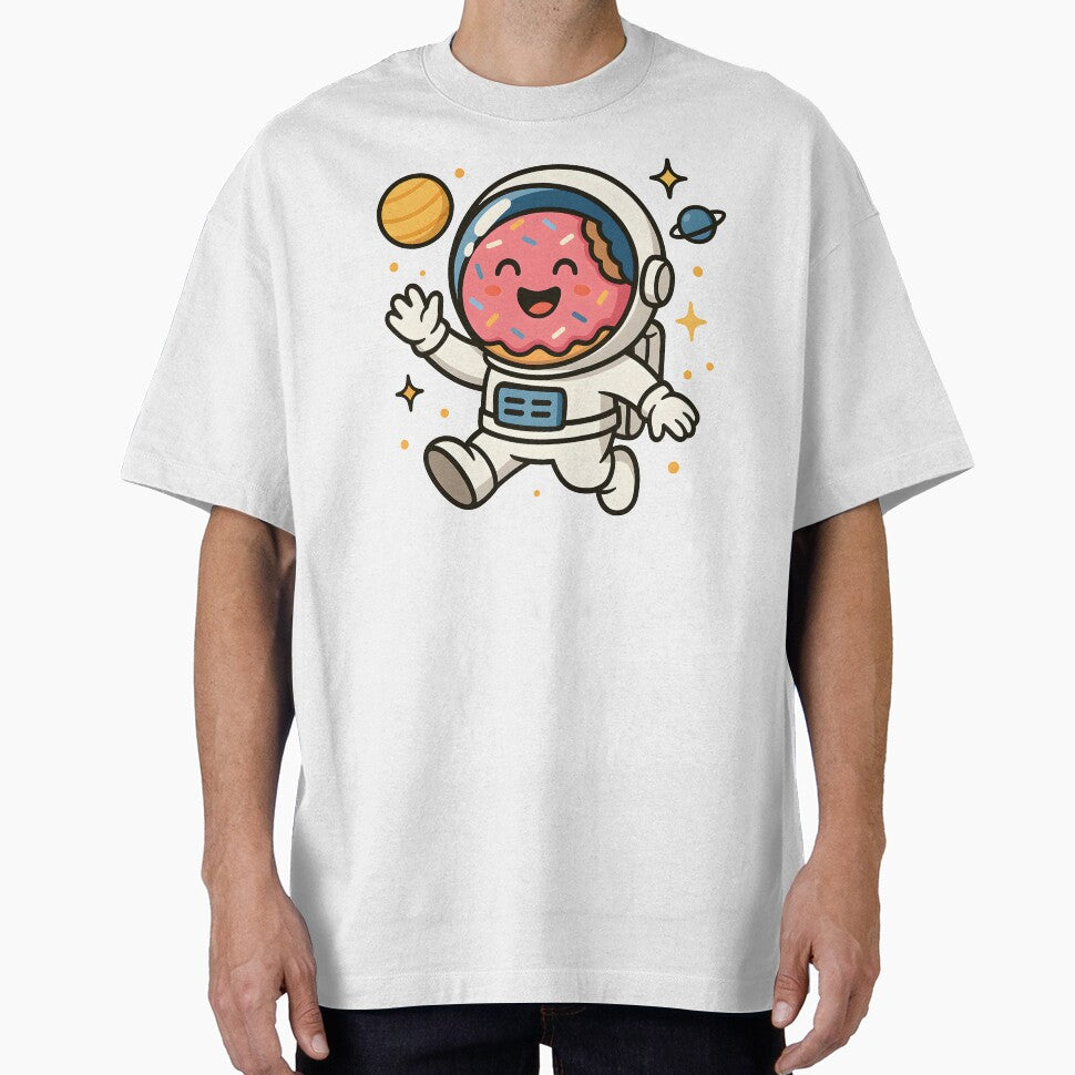Cute Donut Astronaut Floating in Space Funny Kawaii Cartoon. by The-T-In-Retro