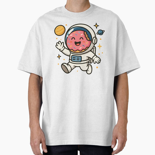 Cute Donut Astronaut Floating in Space Funny Kawaii Cartoon. by The-T-In-Retro