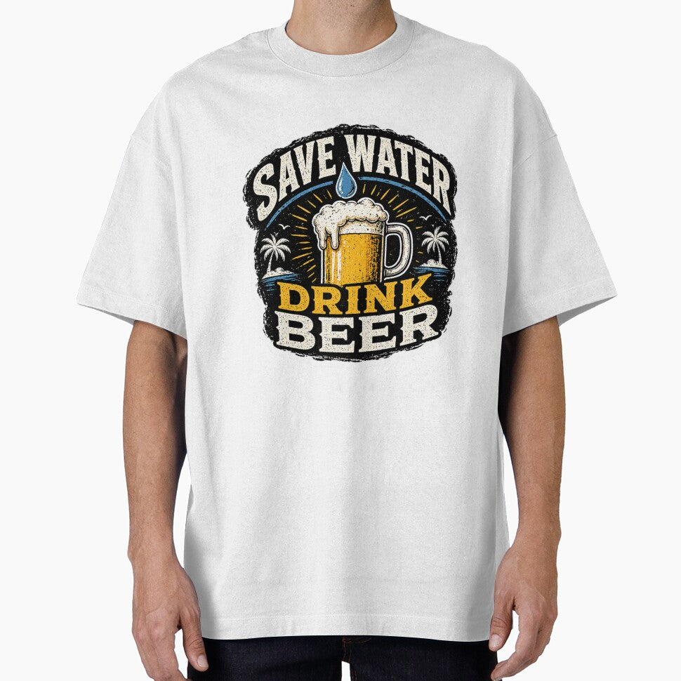 Save Water Drink Beer Sticker – Funny Beer Quote, Drinking Humor Design by LazyMoodStudio