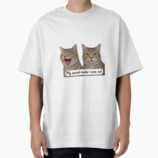 Neurospicy My Social Meter Runs Out Funny Introvert Cat Meme Premium Tri-Blend by JohnVBurks