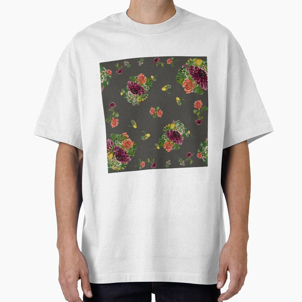 Dahlia palm flower pattern a watercolor grey by Yana Mustafina | Boho Soulful Designs