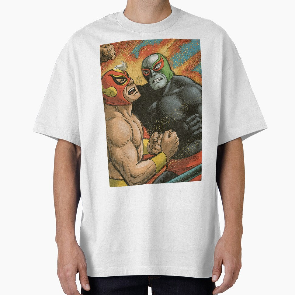 Colorful Luchadors Fighting Retro Comic Book by Piotrek0001