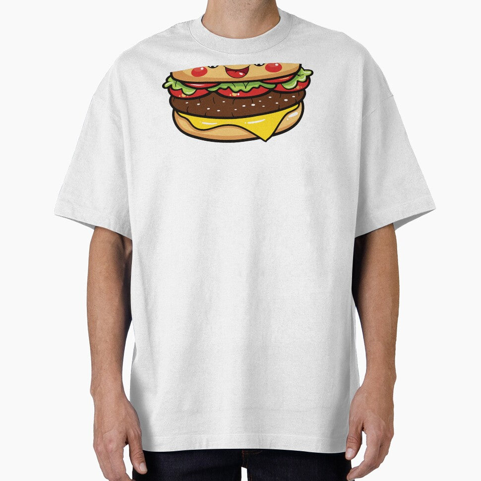 Kawaii Happy Cheeseburger Cute Fast Food Burger by Teetee94
