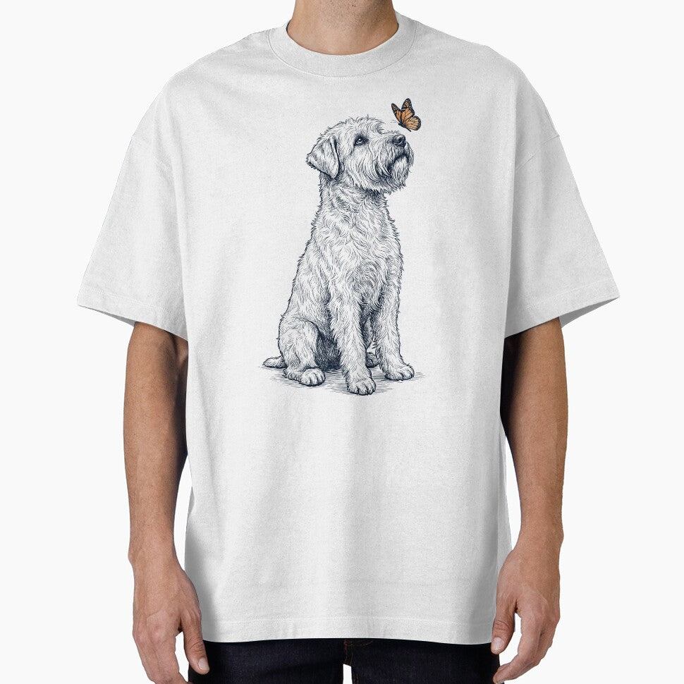 Vintage Soft Coated Wheaten Terrier with Butterfly Dog Lover by DoodleTortle