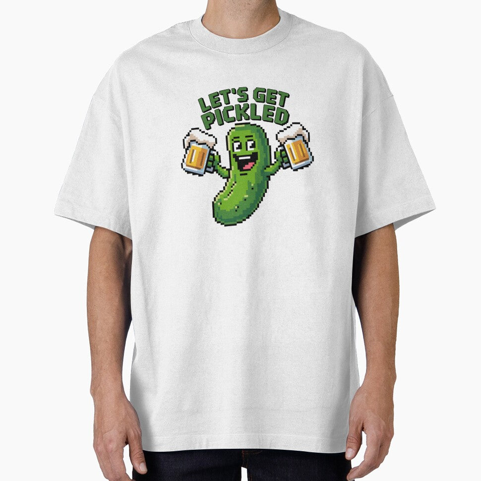 Pixel Art Pickle Hoisting Frothy Beer Mugs by Bloomkept