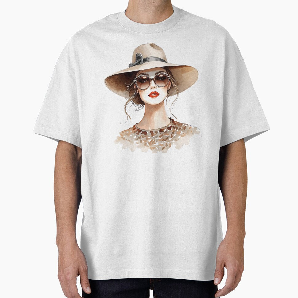 Stylish Woman in Hat and Sunglasses by Erik Visnievskij