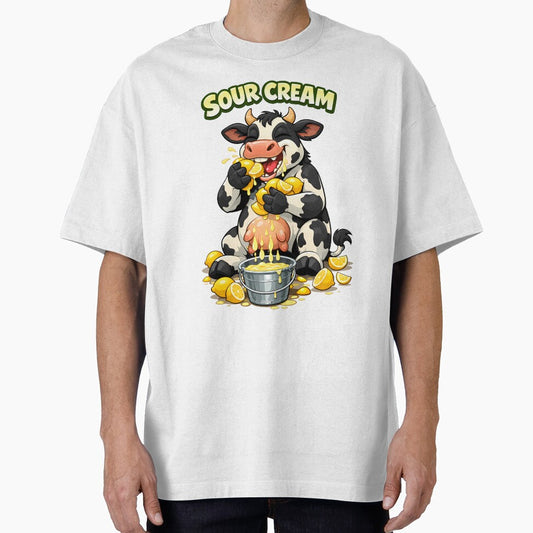 Sour Cream Funny Cow Cartoon – Lemon Pun Cute Animal Meme Design by AuraloomAtelier