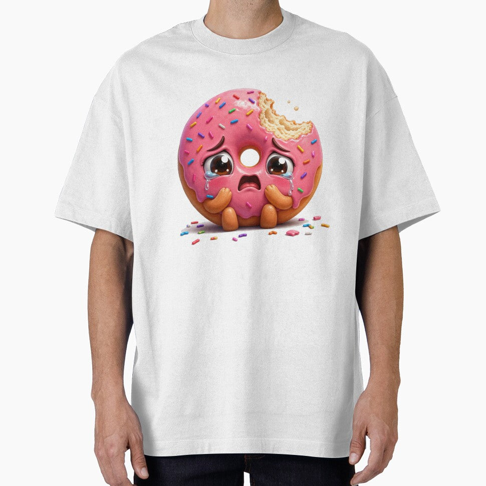 Sad Crying Pink Donut with Sprinkles by jgvisualarts