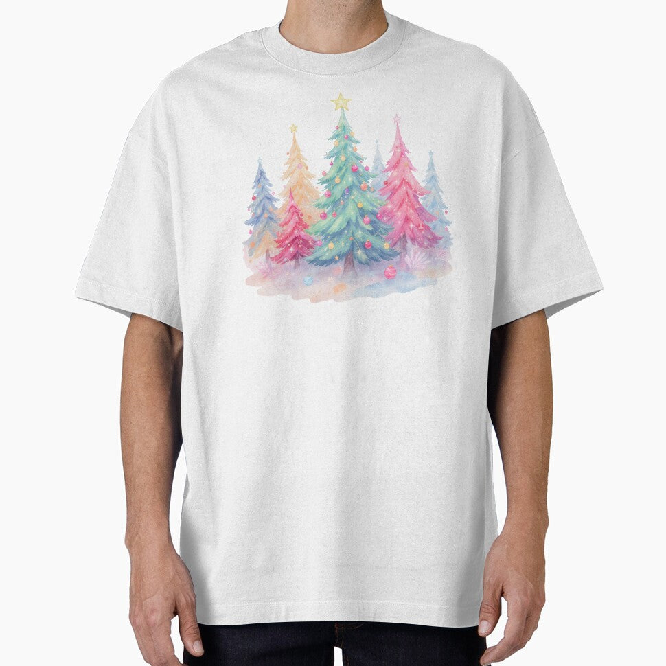 Pastel Christmas Tree Watercolor by RiffCoDesigns