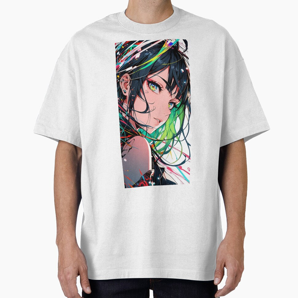 Vibrant Anime Girl Portrait – Colorful Cyberpunk Manga Aesthetic Art by Dyan4