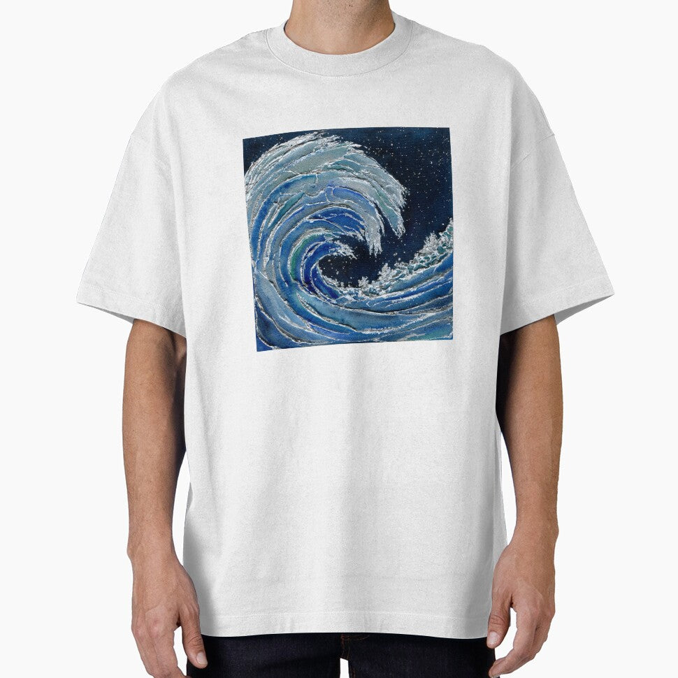 Midnight Surf Blue & Silver Wave 3D Ocean by Cass Harker Studio