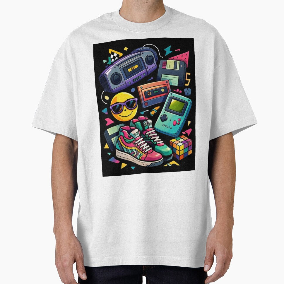90s Aesthetic Retro Essentials – Nostalgic 90s Kid Gaming & Boombox Illustration by OutofOfficeWear