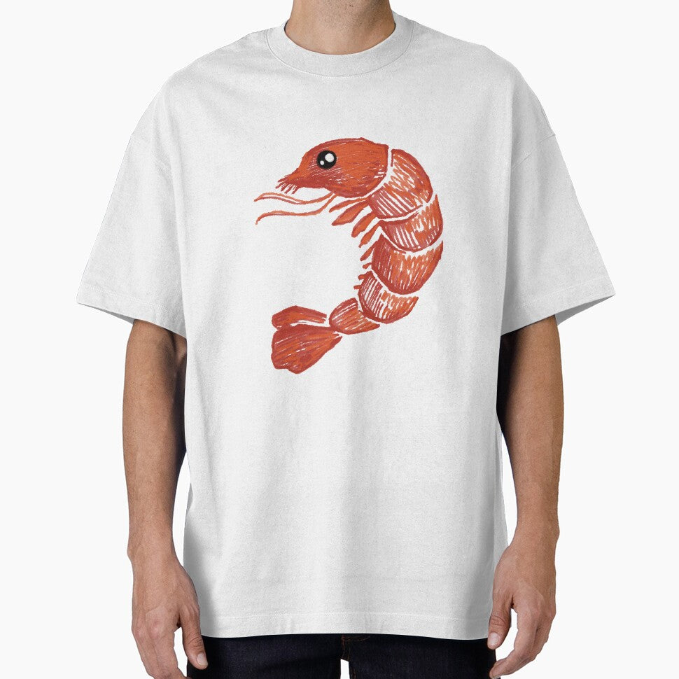 Cute Shrimp with Big Eye – Kawaii Seafood Illustration by Pryhozha