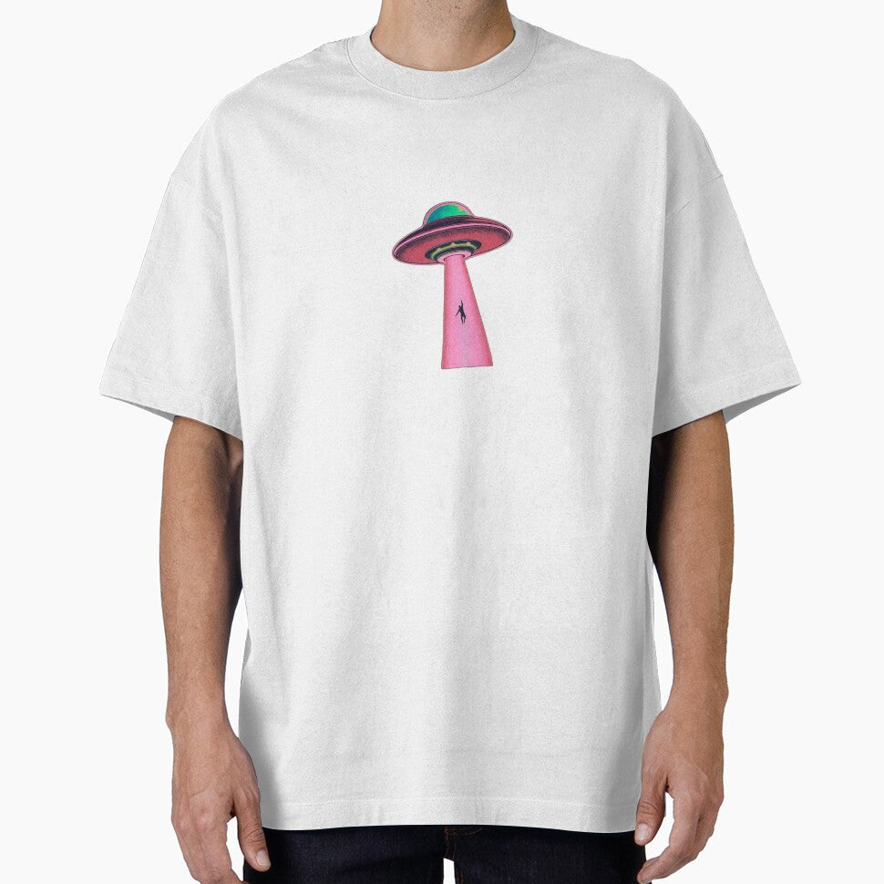 Take Me With You – Retro UFO Abduction (Pink&Green) by sassafrastradingco