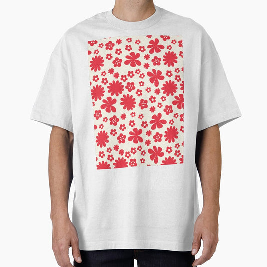 RED CREAM FLOWER POWER MODERN BOHO AESTHETICS by blomastudios
