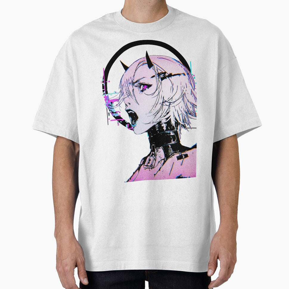 Cyberpunk Glitch Girl Orb Vaporwave Style by OWLvision33