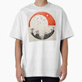 minimalist red sun art print, birds by dcrc