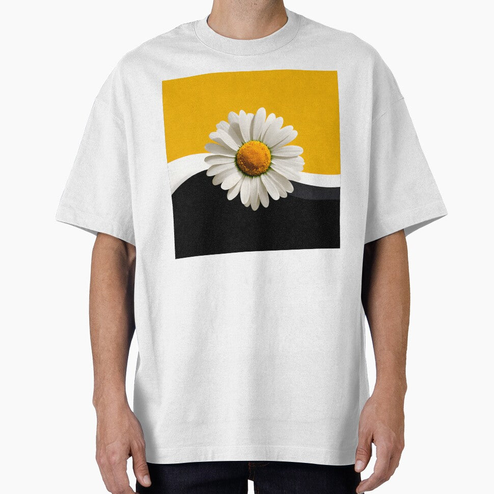 Black and Yellow Wavy Daisy Abstract Floral Design by daila70