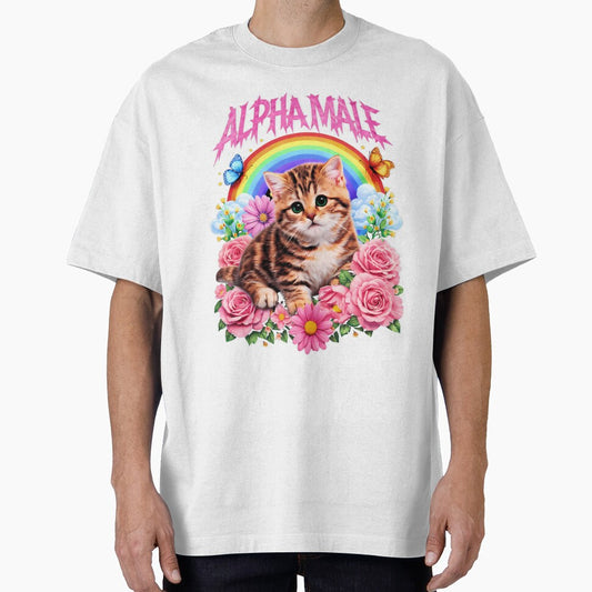 Alpha Male Funny Kitten Rainbow Floral by skshop8