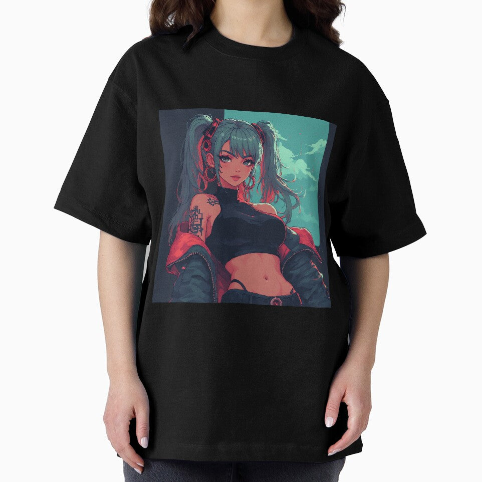 Retro Art Blue Hair Girl From Cyberpunk Beautiful by pexoboy