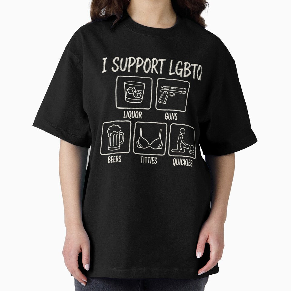 I Support LGBTQ Liquor Guns Beers Funny Gay Pride Month by Bralipse