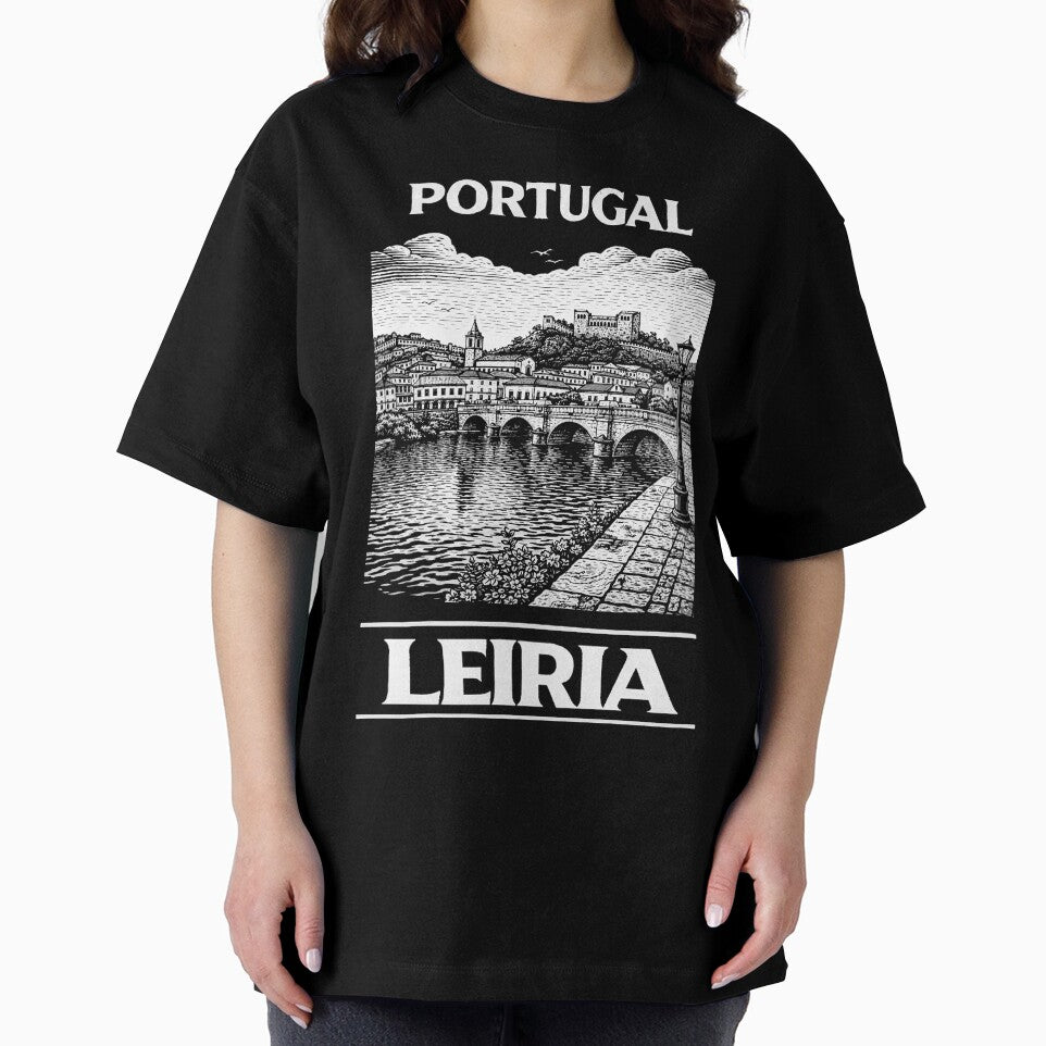 Leiria Portugal Linocut Style by Thistle-TShop