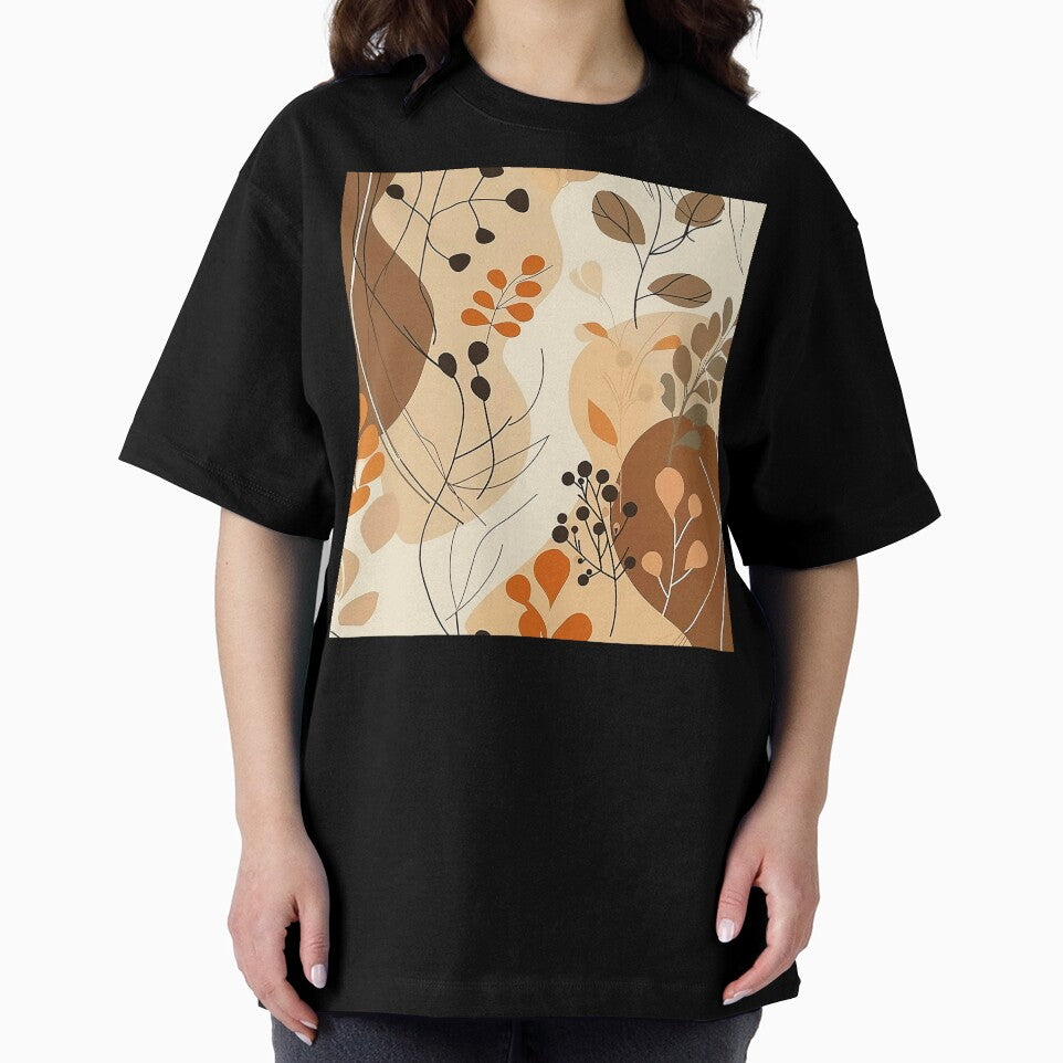 Boho Warm Earthtones Elegant Abstract Leaves Design Art by DEC02