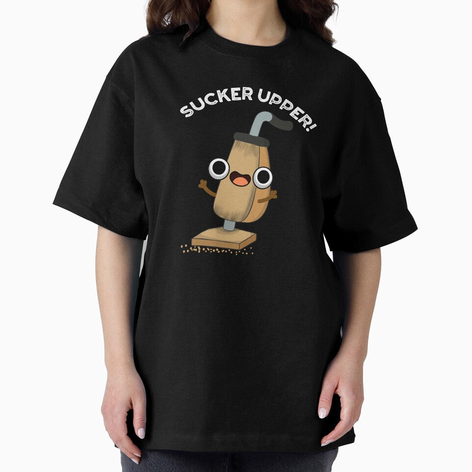 Sucker Upper Funny Vacuum Cleaner Pun  (Dark BG) by punnybone
