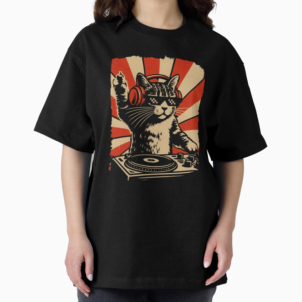Funny Retro DJ Cat Music Lover by DemureArtsy