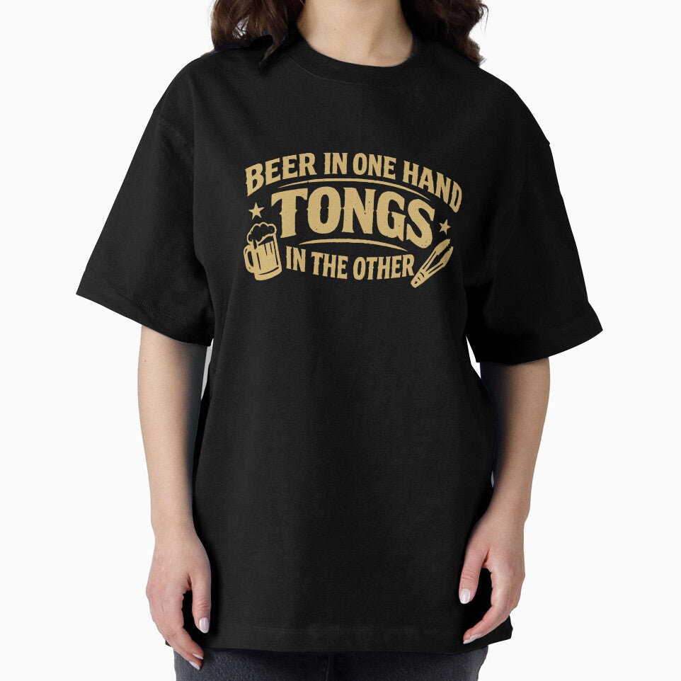 Beer in One Hand, Tongs in the Other - Funny BBQ Quote by Mikoff04-arts