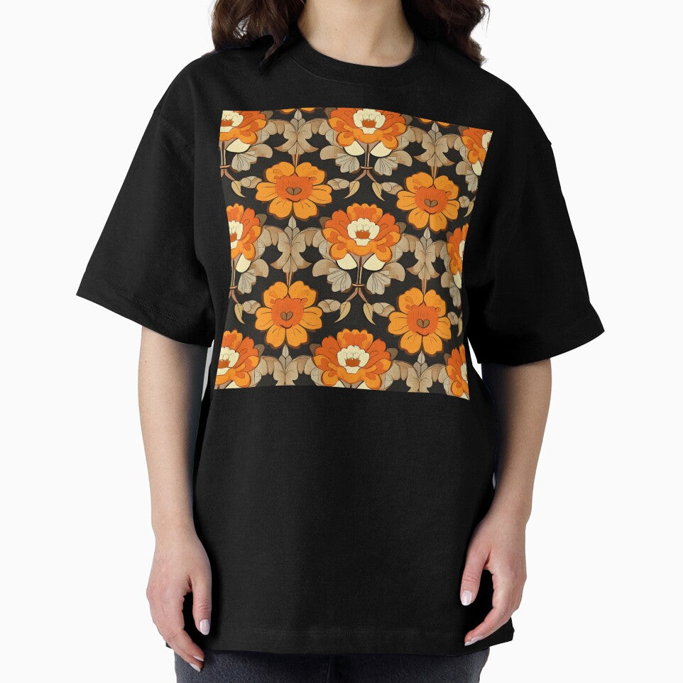 Boho Retro 1960's Hippie Orange Flower Art Designs by DEC02