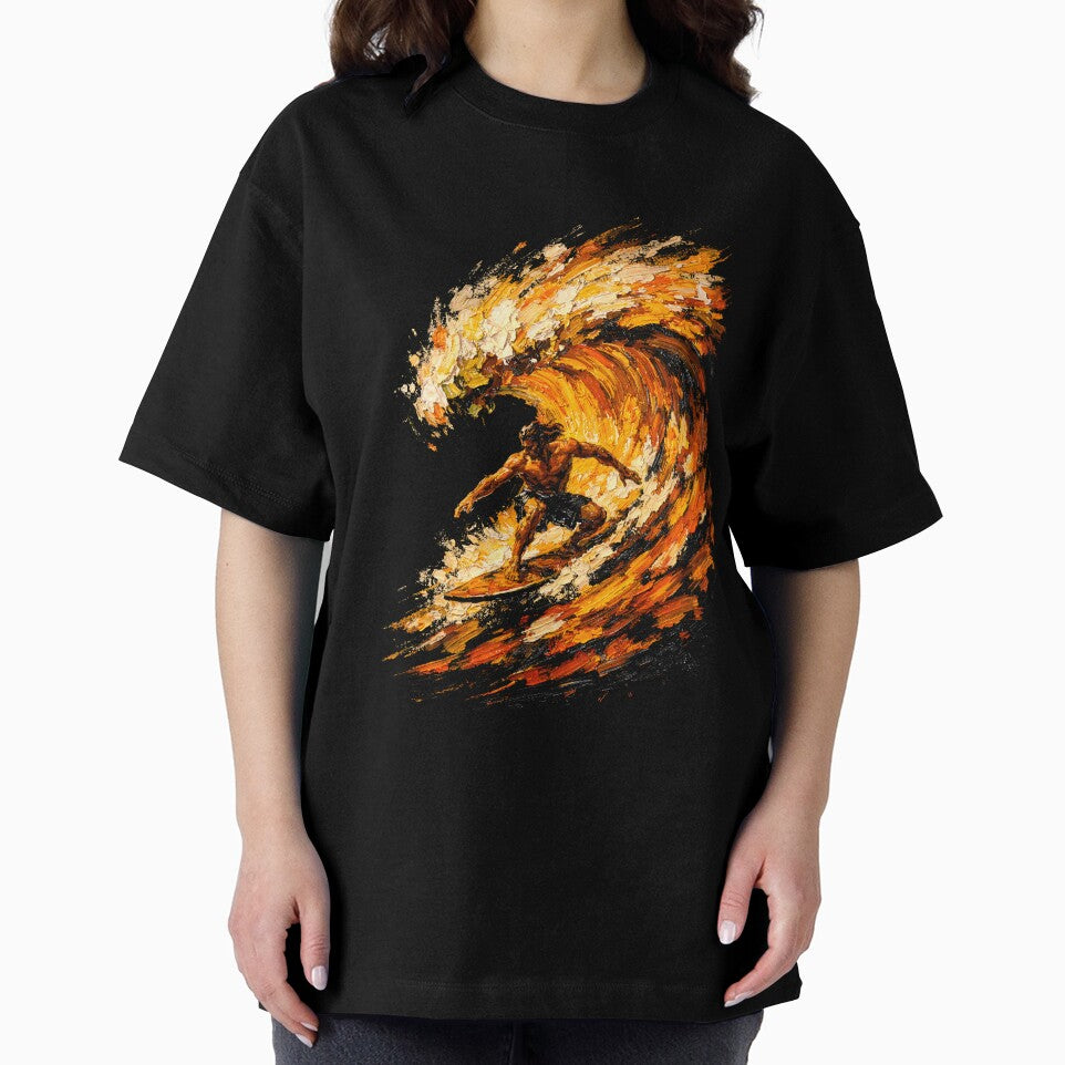 Golden Barrel: Impasto Fire Wave Surfer by WavesStation