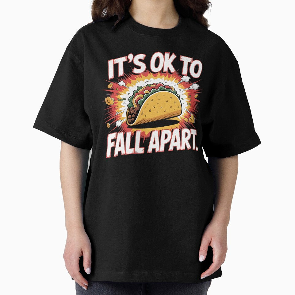 It's Ok to Fall Apart Taco – Mental Health Taco Lover Sticker Design by Redgiant87x