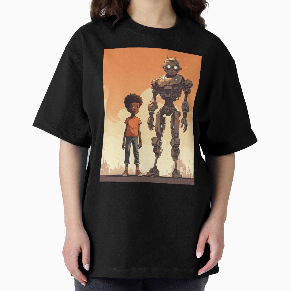 Afrofuturist Boy With Robot Guardian by RTFaulkner