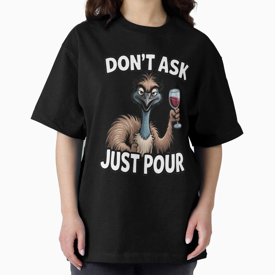 Don’t Ask Just Pour – Savage Wine Mum Emu Cartoon by stickercuffs