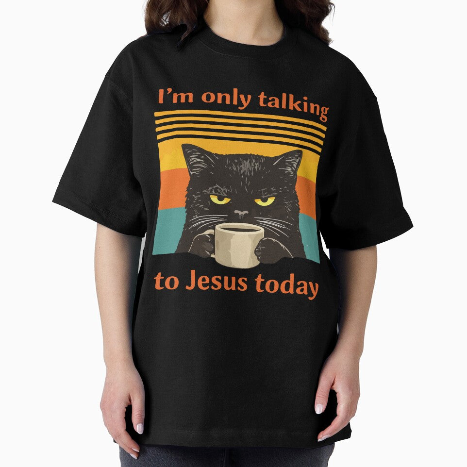 Im Only Talking To Jesus Today Funny Christian Cat Coffee by DonaldMcCullum