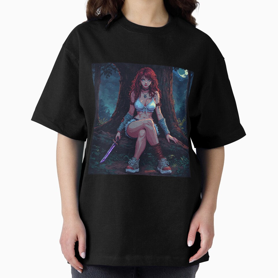 Retro Sexy Looking Girl In Forest Holding A Knive ( Dagger ) Red Hair by jimcaza