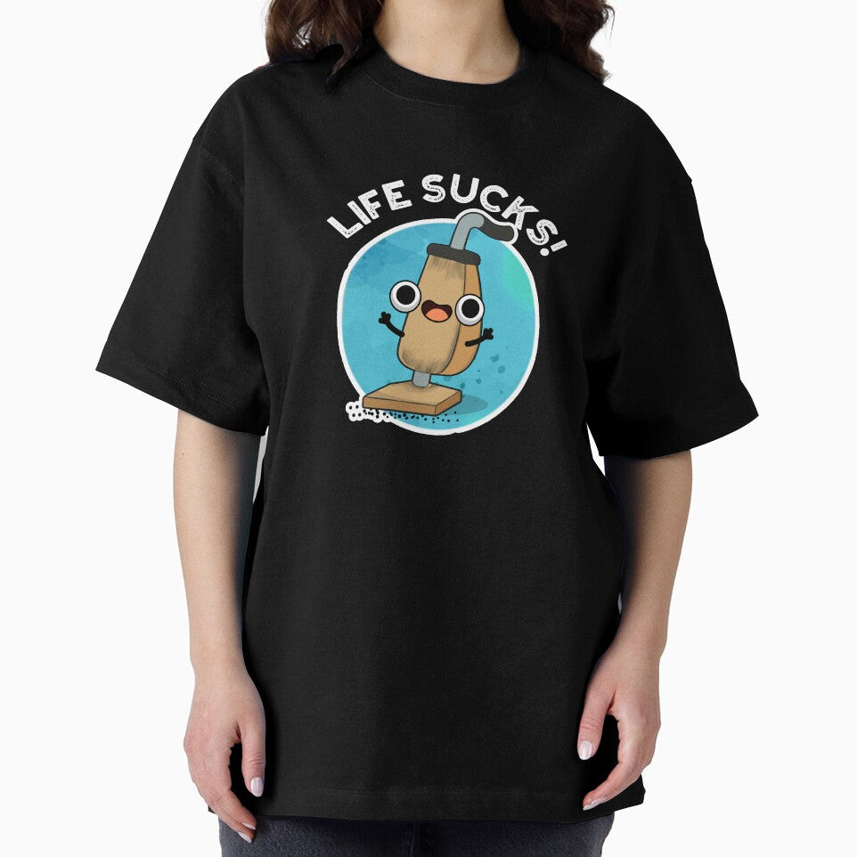 Life Sucks Funny Vacuum Cleaner Pun (Dark BG) by punnybone