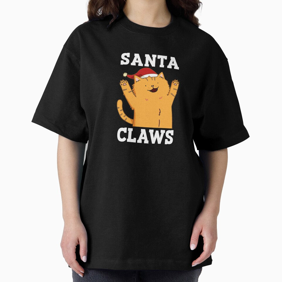 Santa Claws Funny Christmas Cat Pun   (Dark BG) by punnybone