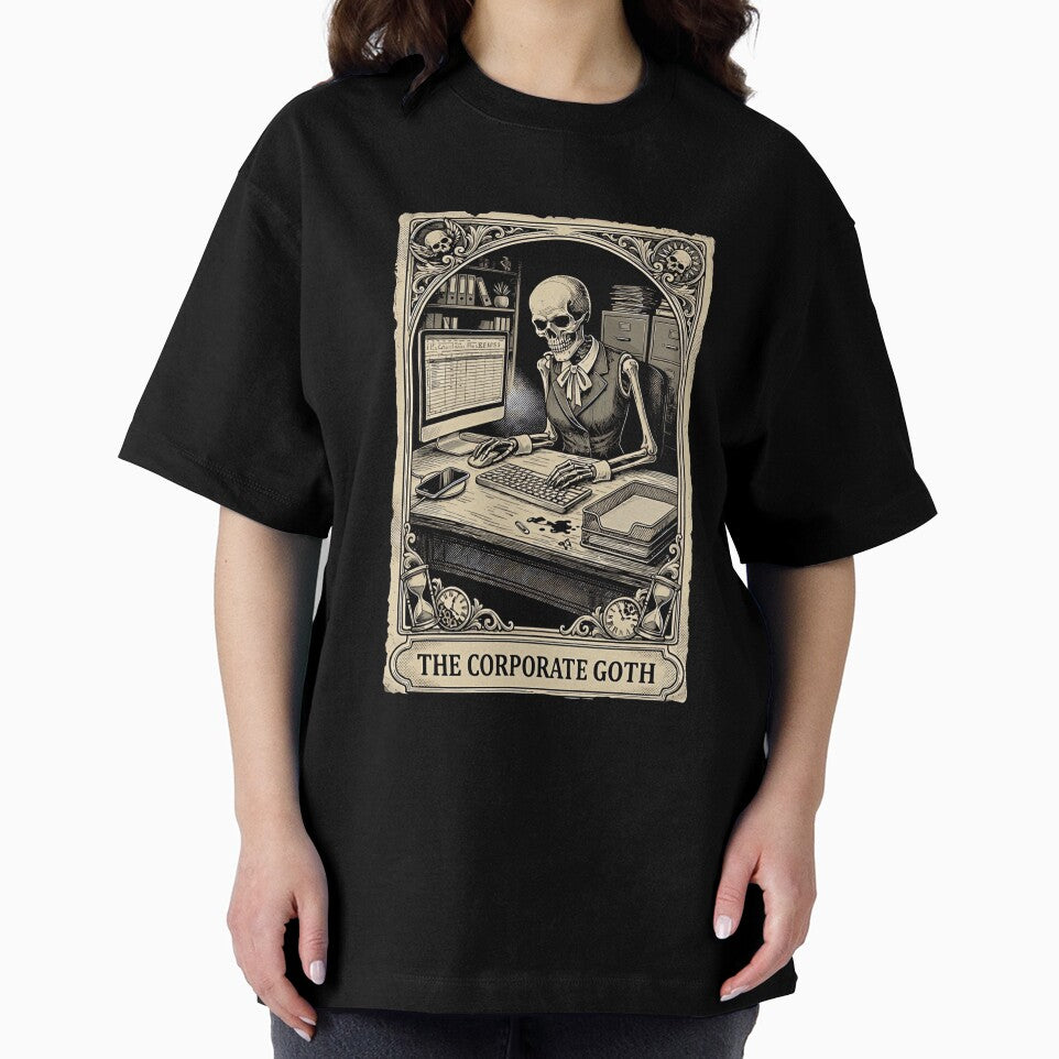 Corporate Goth Tarot Card Skeleton Funny Office Worker by ElaineZPink