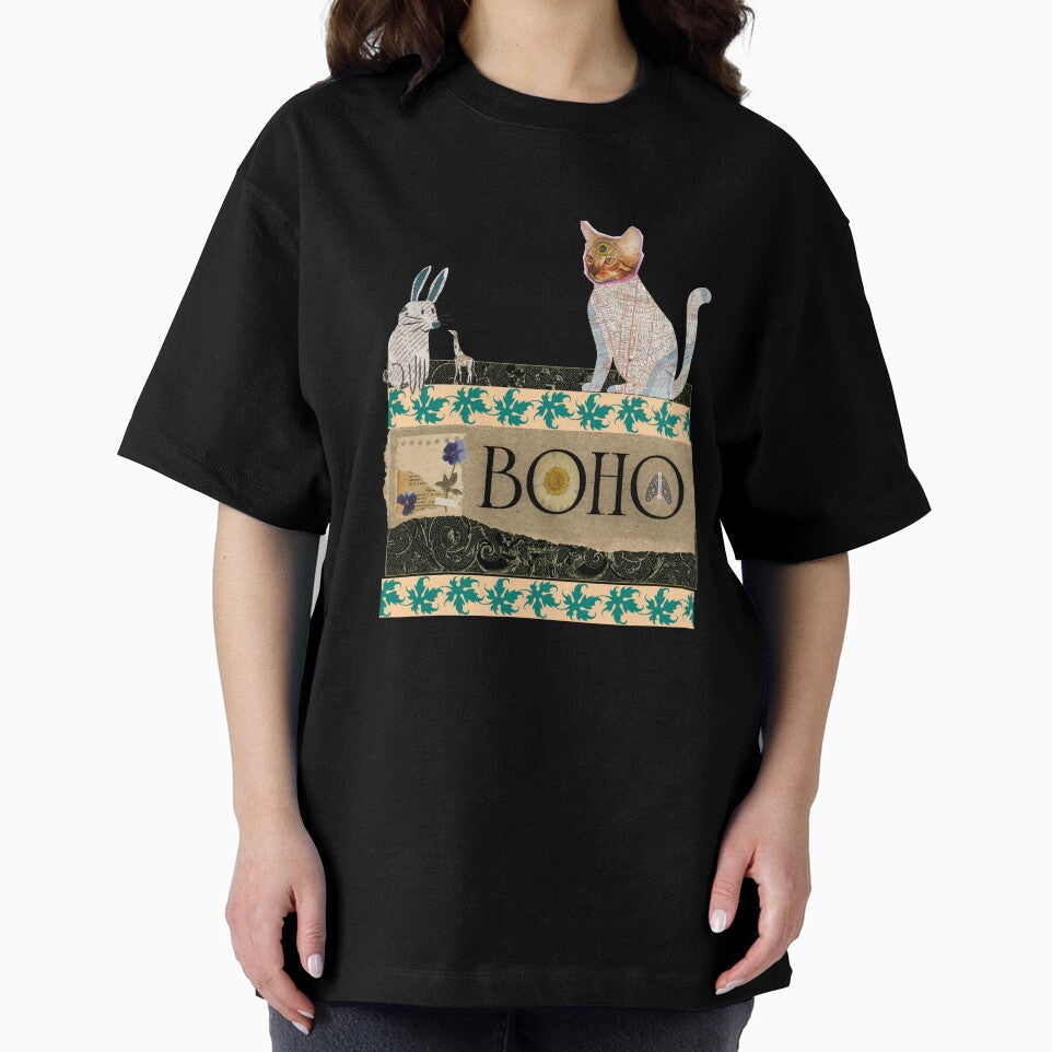 Elegant Boho Animal Collage T-Shirt - BOHO by GorinART