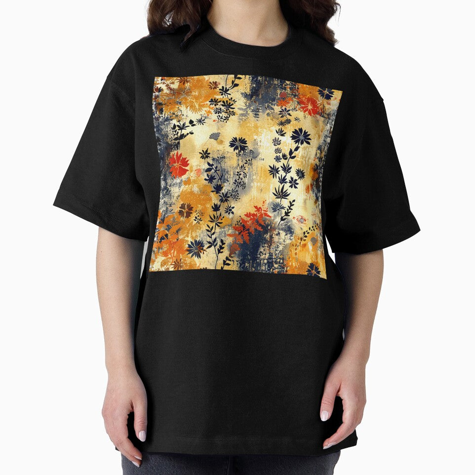 Boho Flowers Warm Earth Tones And Red Abstract by DEC02