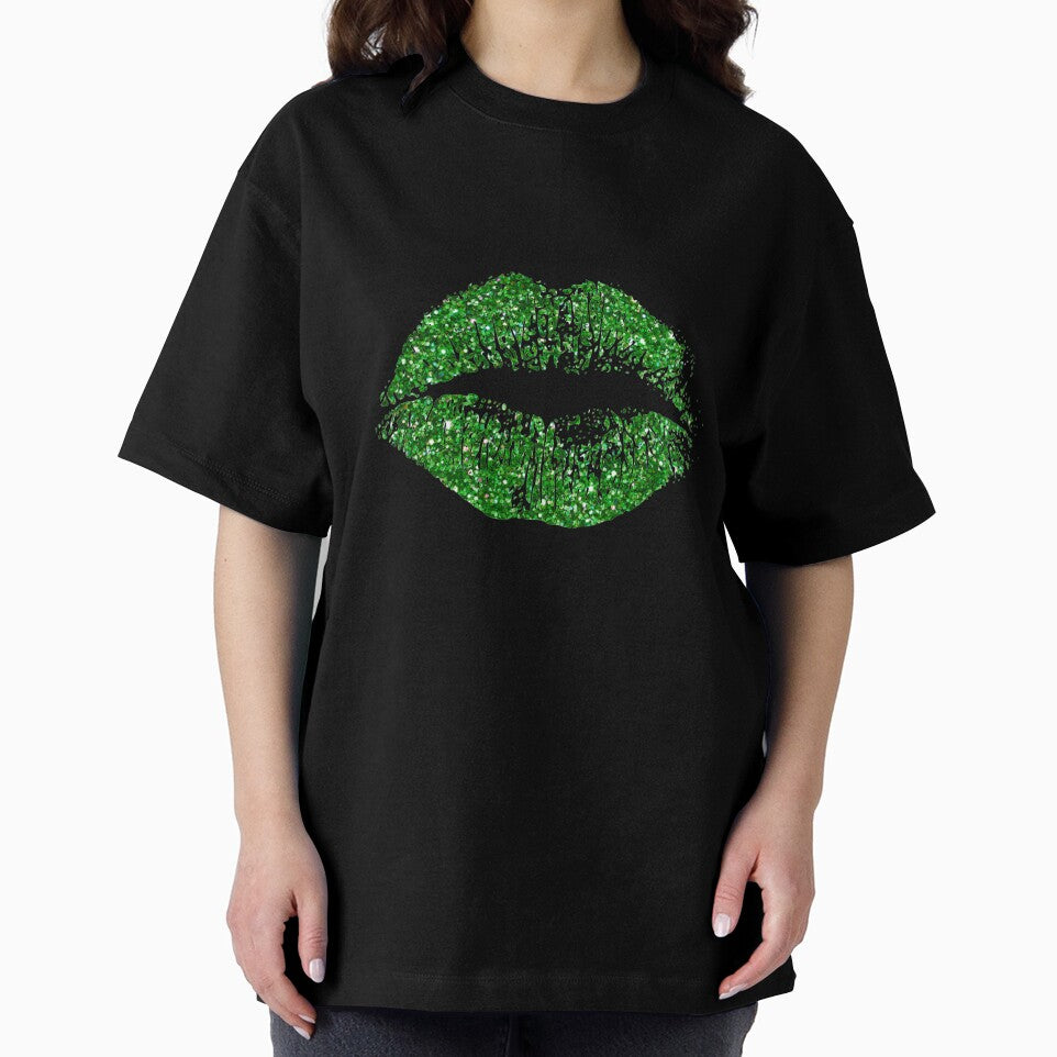 Stylish Green Glitter Lips by NirVenaArt