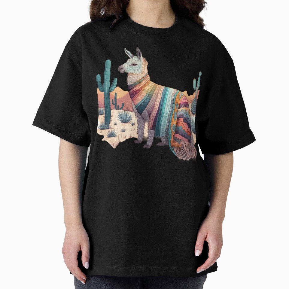 A charming llama wearing a boho-inspired blanket by iDezine GD